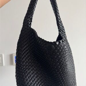 Elegant Black Woven Tote Bag